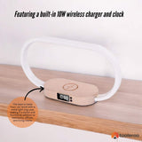 Wireless Phone Charger Table Lamp - USB Port Charging Bedside Light With Clock - Top-Down View