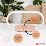 Wireless Phone Charger Table Lamp - USB Port Charging Bedside Light With Clock - Rear View
