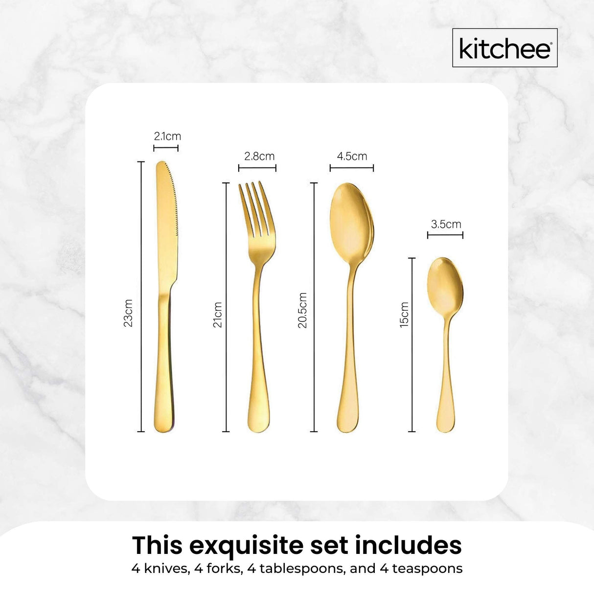 Elegant 16-Piece Gold Stainless Steel Cutlery Set in Gift Box