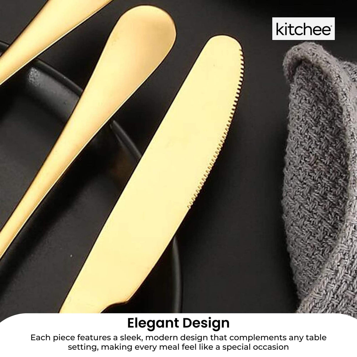 Elegant 16-Piece Gold Stainless Steel Cutlery Set in Gift Box