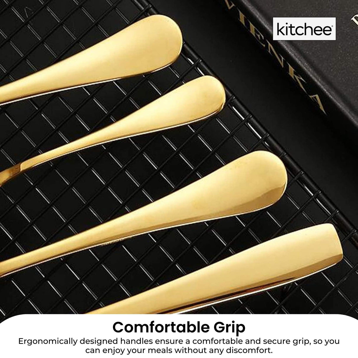 Elegant 16-Piece Gold Stainless Steel Cutlery Set in Gift Box