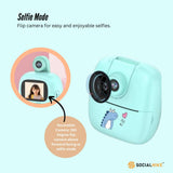 Kids Rechargeable Instant Print Camera Blue - Digital Thermal Photo Video MP3 - Close-Up Angle