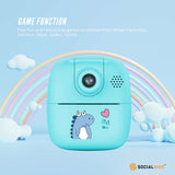 Kids Rechargeable Instant Print Camera Blue - Digital Thermal Photo Video MP3 - Extra Image