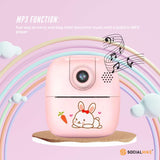 Kids Rechargeable Instant Print Camera Pink - Digital Thermal Photo Video MP3 - Rear View