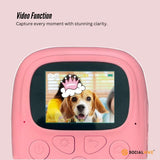 Kids Rechargeable Instant Print Camera Pink - Digital Thermal Photo Video MP3 - Low Angle