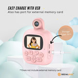 Kids Rechargeable Instant Print Camera Pink - Digital Thermal Photo Video MP3 - Extra Image