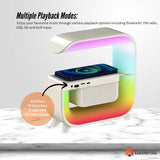 Multi-Function Bluetooth Speaker with Wireless Charger, LED Lamp, and Alarm Clock - Rear View