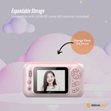 Adorable Pink Kids HD Digital Camera - Creative Selfie & Video Maker with 2.4 Inch Screen - 45-Degree Angle