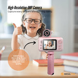Adorable Pink Kids HD Digital Camera - Creative Selfie & Video Maker with 2.4 Inch Screen - Low Angle