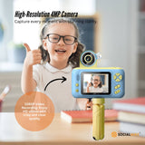Kids HD Digital Camera Blue - Children's Selfie Photo Video 2.4 Inch Screen - Low Angle
