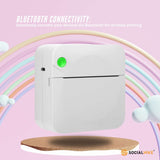 Compact Inkless Bluetooth Thermal Pocket Printer - Mini White Printer for On-the-Go Printing - Side View