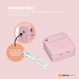 Compact Pink Thermal Mini Printer - Inkless Bluetooth Pocket Device for On-the-Go Printing