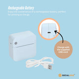 Compact Inkless Bluetooth Mini Printer - Thermal Pocket Printer in Blue - 45-Degree Angle