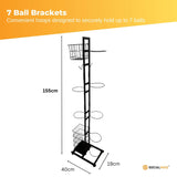 Sports Equipment Storage Rack - Vertical Ball Organiser Basketball Garage Stand - Side View