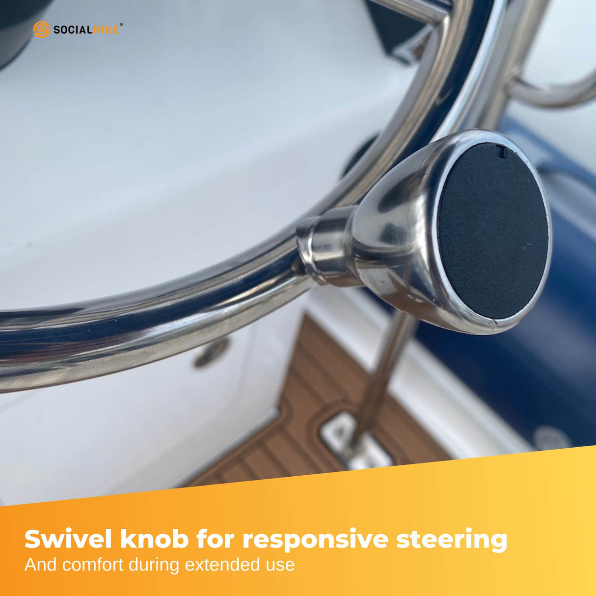 13.5" Polished Stainless Steel Boat Steering Wheel - 5 Spoke with Ergonomic Knob for 3/4" Shaft