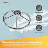 13.5 Polished Stainless Steel Boat Steering Wheel - 5 Spoke with Ergonomic Knob for 3/4 Shaft - Side View