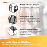 Sports Equipment Organizer Cart on Wheels - Multi-Functional Garage Trolley - Top-Down View