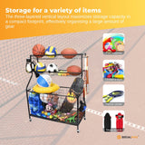 Sports Equipment Organizer Cart on Wheels - Multi-Functional Garage Trolley - Rear View
