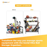 Social Hike Sports Equipment Storage Organiser Trolley on Wheels - Garage Basket - 45-Degree Angle