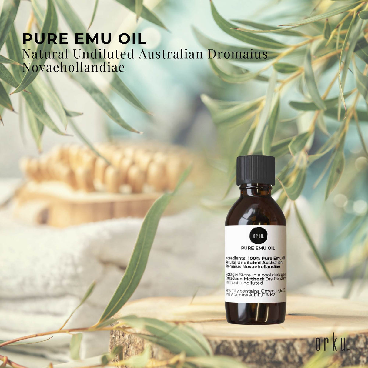 Orku 10ml Premium Pure Emu Oil - All-Natural Australian Dromaius Novaehollandiae Extract