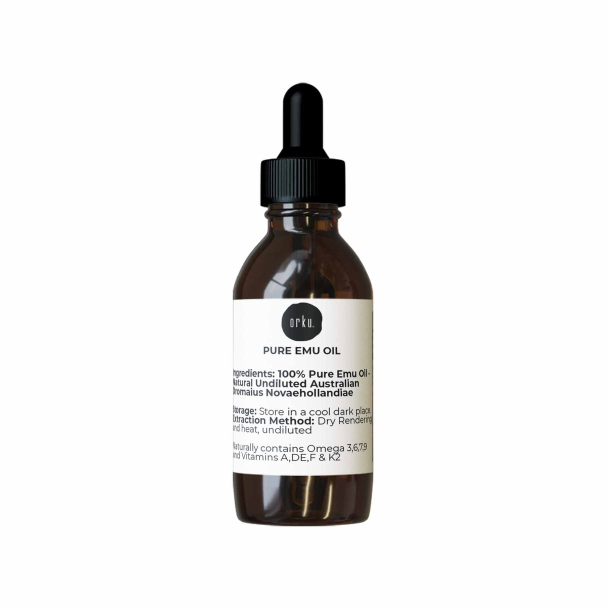 Orku 25ml Premium Emu Oil with Dropper - Pure Dromaius Novaehollandiae Extract