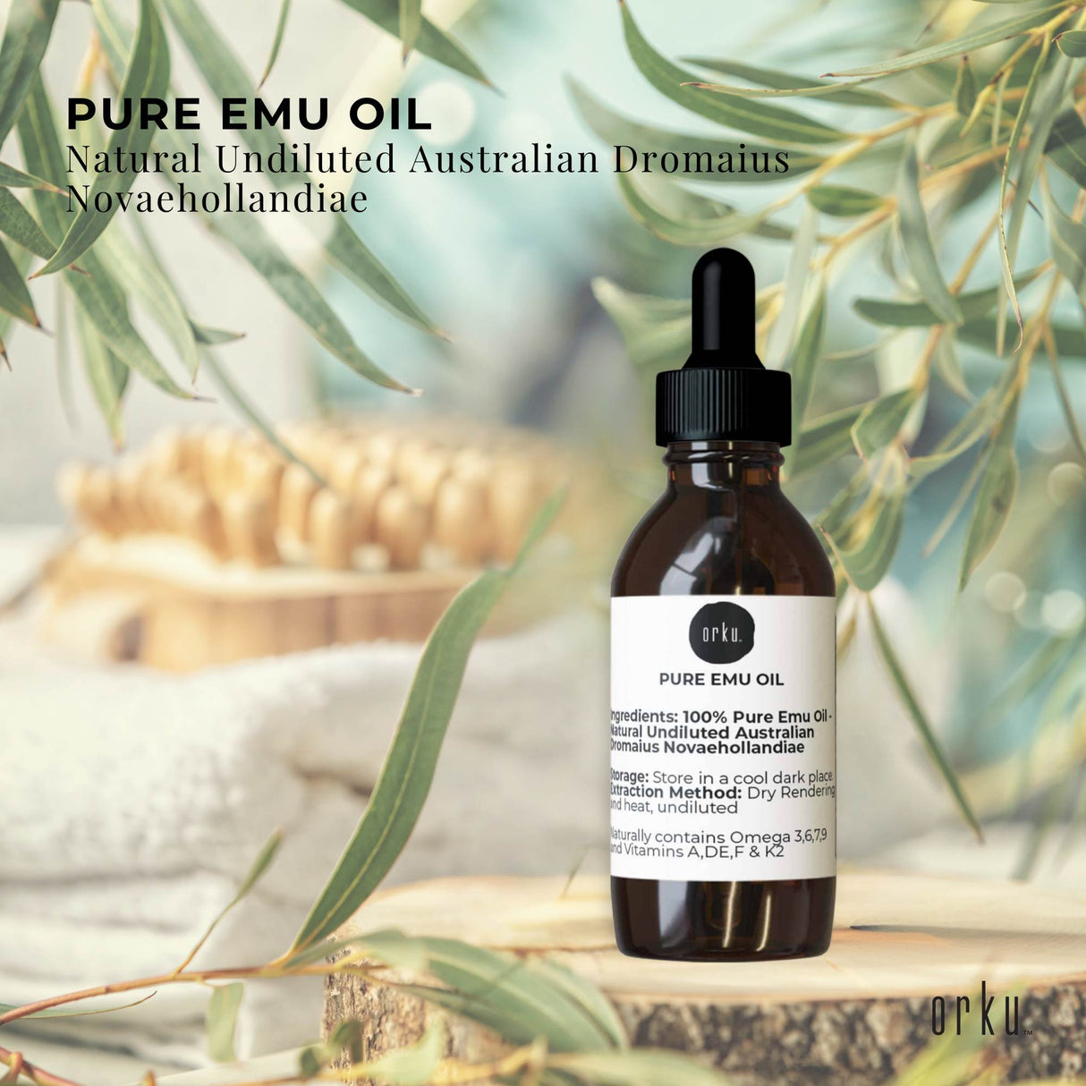 Orku 25ml Premium Emu Oil with Dropper - Pure Dromaius Novaehollandiae Extract