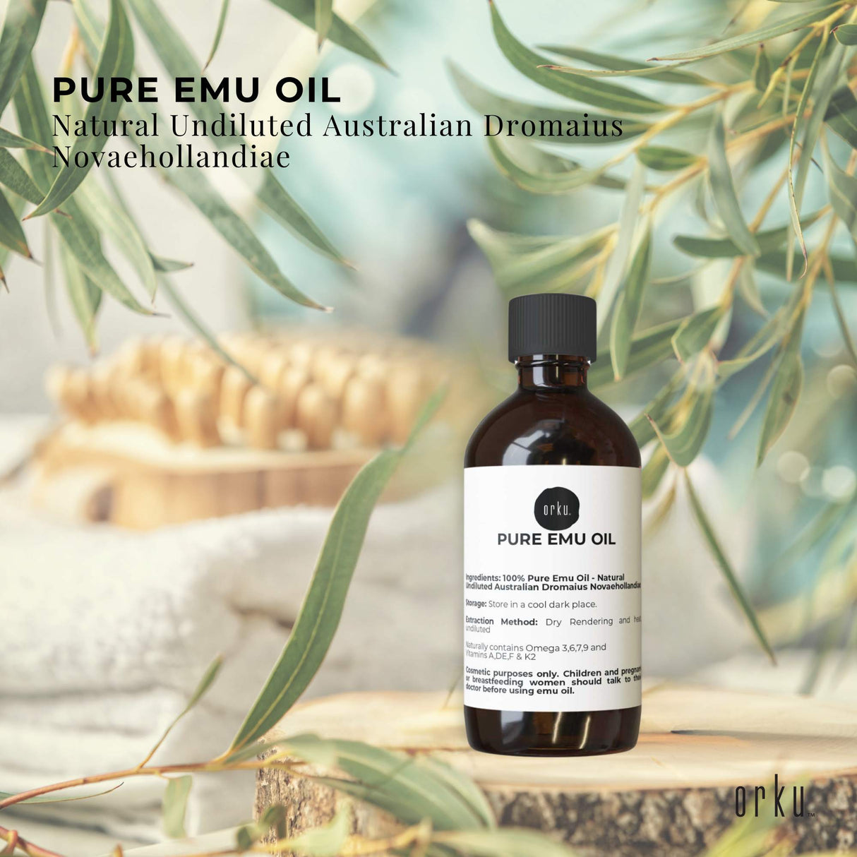 Orku 100ml Premium Pure Emu Oil - Undiluted Natural Extract from Australia