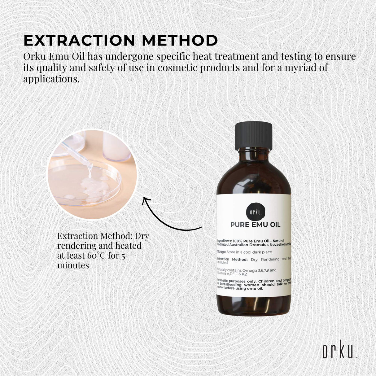 Orku 100ml Premium Pure Emu Oil - Undiluted Natural Extract from Australia