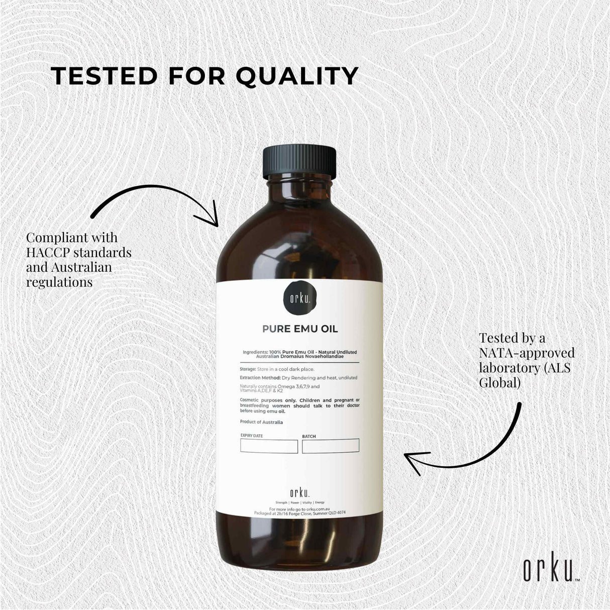Orku 500ml Premium Pure Emu Oil - Authentic Australian Dromaius Novaehollandiae