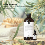 Orku 1L Pure Emu Oil + Bonus 25ml Bottle - Australian Dromaius Novaehollandiae - Front View