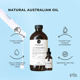 Orku 1L Pure Emu Oil + Bonus 25ml Bottle - Australian Dromaius Novaehollandiae - Top-Down View