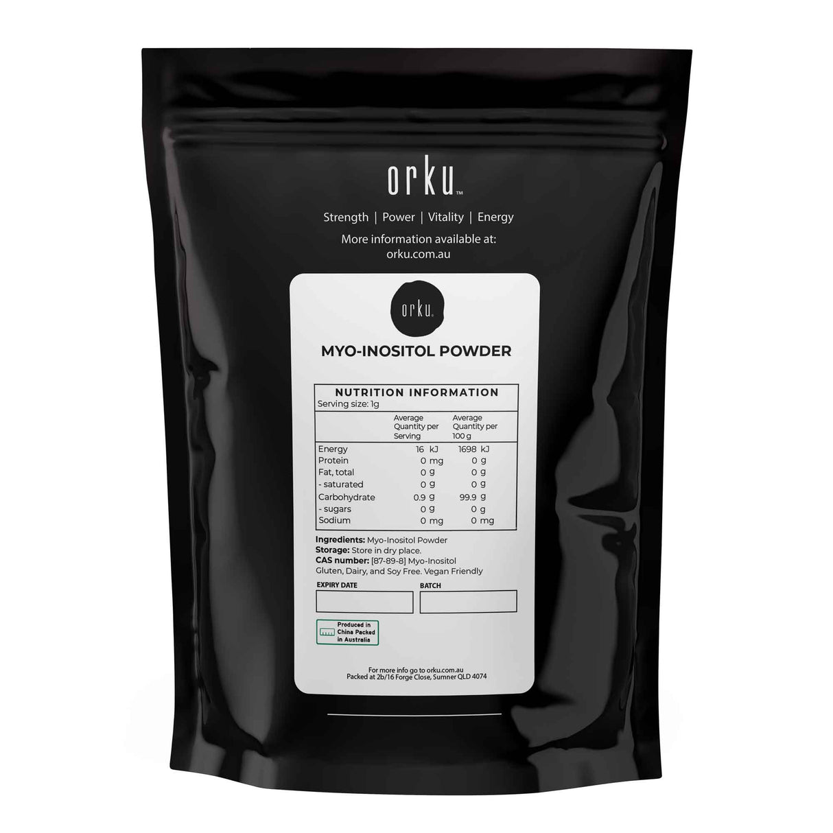 Orku 1Kg Myo Inositol Powder - USP Grade High Purity Unflavoured