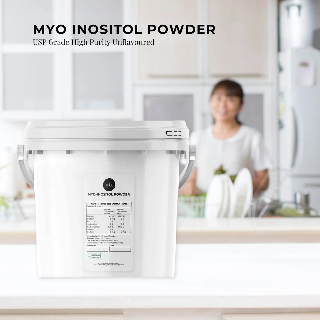 Orku 3.5Kg Myo Inositol Powder Tub - USP Grade High Purity Unflavoured