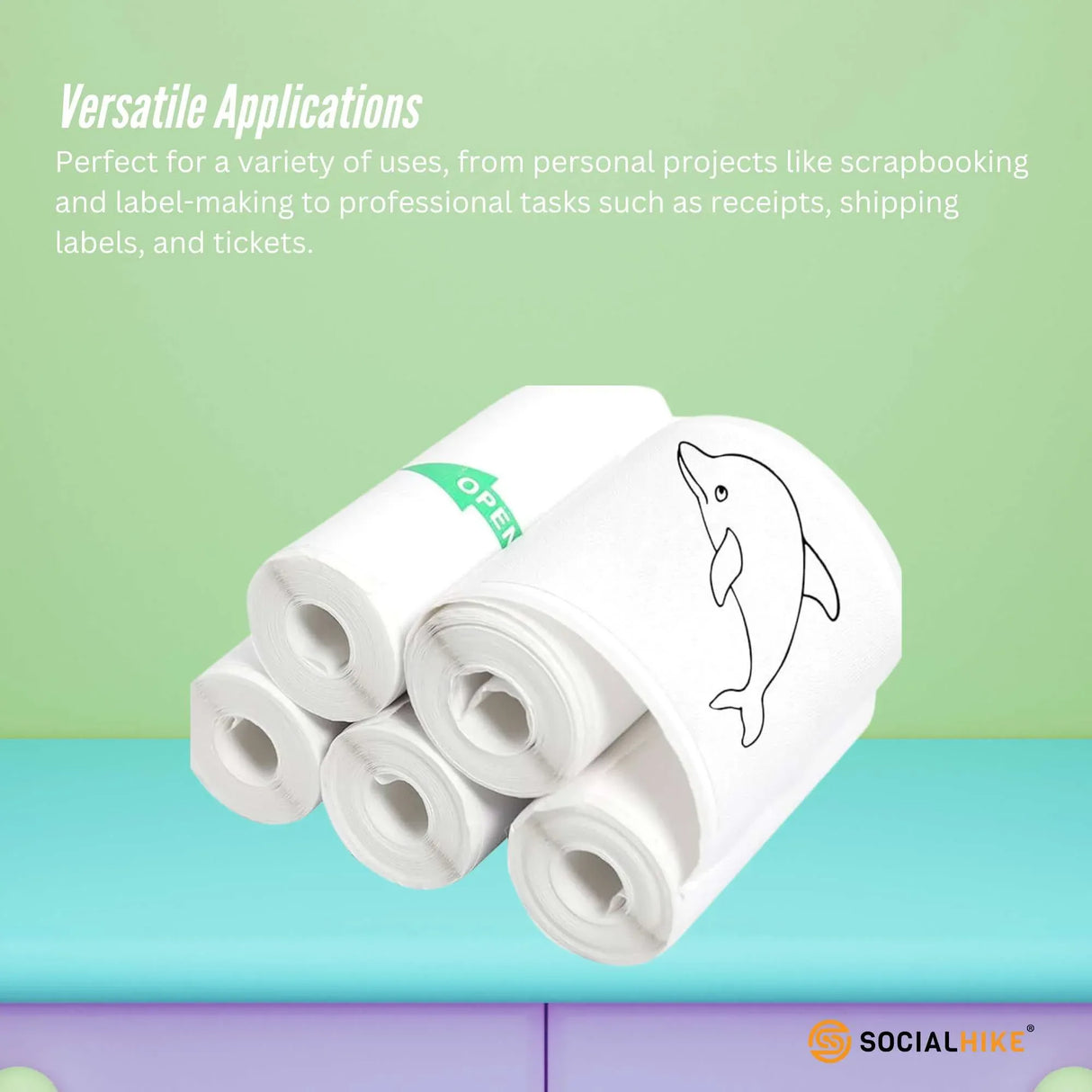 5-Pack Instant Print Thermal Paper Sticker Rolls for Mini Cameras and Printers
