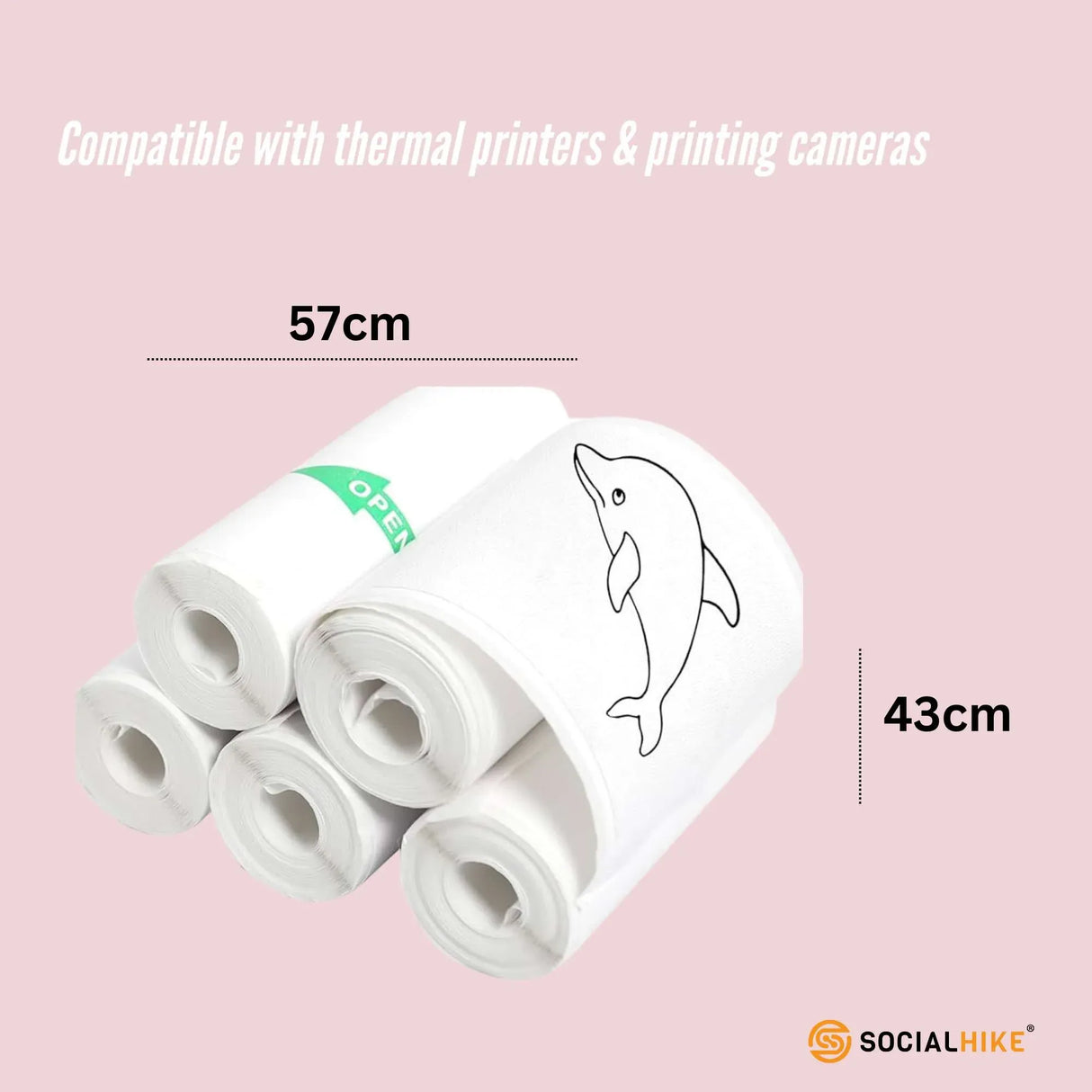 5-Pack Instant Print Thermal Paper Sticker Rolls for Mini Cameras and Printers