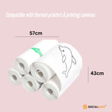 5-Pack Instant Print Thermal Paper Sticker Rolls for Mini Cameras and Printers - 45-Degree Angle