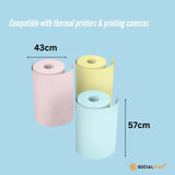Social Hike 3 Pack Thermal Paper Camera Rolls Colour - Instant Print Refill - 45-Degree Angle