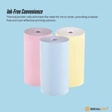 Colorful Thermal Printer Paper Rolls - Instant Print Refill Pack (3 Rolls) - Side View