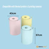 Colorful Thermal Printer Paper Rolls - Instant Print Refill Pack (3 Rolls) - 45-Degree Angle