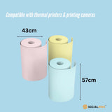Colorful Thermal Printer Paper Rolls - Instant Print Refill Pack (3 Rolls)
