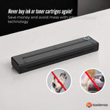 Compact Wireless A4 Thermal Printer Kit with 100 Sheets - Inkless and Portable - Side View