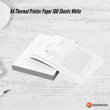 Tooleroo 20x 100 Sheet Pack A4 Thermal Printer Paper White - BPA Free Bulk - Front View
