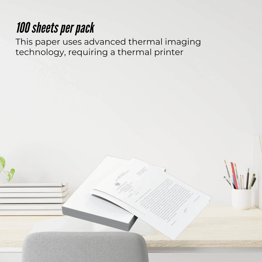 Tooleroo 20x 100 Sheet Pack A4 Thermal Printer Paper White - BPA Free Bulk
