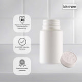 Kitchee 10x Tablet Bottles 90ml + 38mm TamperTel Child Resistant Cap - Round - Top-Down View