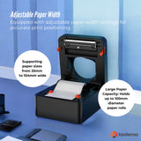 Tooleroo Bluetooth Thermal Label Printer - USB POS Receipt Shipping Printing - Side View
