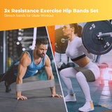 3x Resistance Exercise Hip Bands Set - Stretch Glute Booty Workout Power Loops - Front View