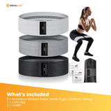 3x Resistance Exercise Hip Bands Set - Stretch Glute Booty Workout Power Loops - Low Angle
