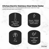 Kitchee 10L Electric Water Boiler - Stainless Steel Commercial Hot Liquid Urn - Rear View