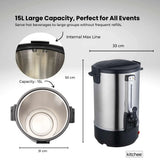 Kitchee 15L Electric Water Boiler - Stainless Steel Commercial Hot Liquid Urn - Side View
