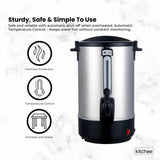 Kitchee 15L Electric Water Boiler - Stainless Steel Commercial Hot Liquid Urn - 45-Degree Angle